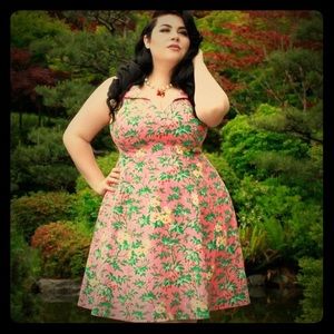 Cherry Velvet Luau Pinup Swing Dress NWT 0X VLV